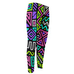 Neon Native Aztec Pattern Print Men's Compression Pants