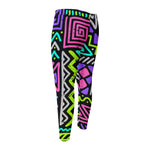 Neon Native Aztec Pattern Print Men's Compression Pants