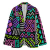 Neon Native Aztec Pattern Print Men's Cotton Blazer