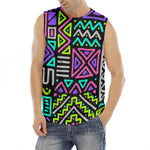Neon Native Aztec Pattern Print Men's Fitness Tank Top