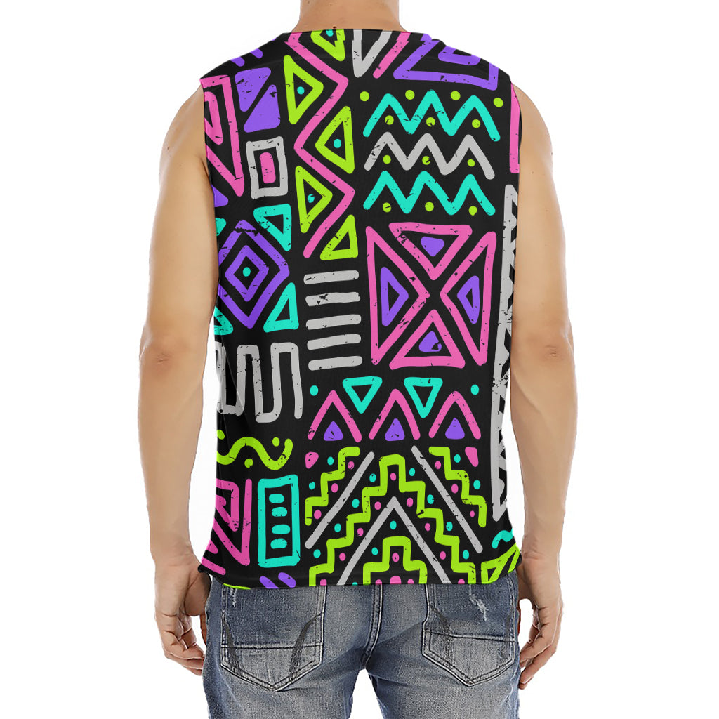 Neon Native Aztec Pattern Print Men's Fitness Tank Top