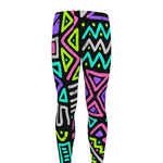 Neon Native Aztec Pattern Print Men's leggings