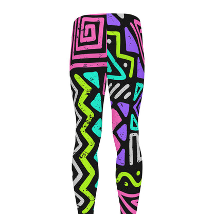 Neon Native Aztec Pattern Print Men's leggings