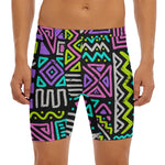 Neon Native Aztec Pattern Print Men's Long Boxer Briefs