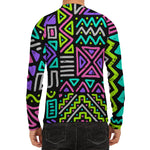 Neon Native Aztec Pattern Print Men's Long Sleeve Rash Guard