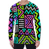 Neon Native Aztec Pattern Print Men's Long Sleeve T-Shirt