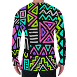 Neon Native Aztec Pattern Print Men's Long Sleeve T-Shirt