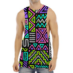 Neon Native Aztec Pattern Print Men's Muscle Tank Top