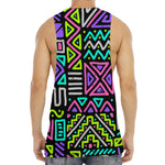 Neon Native Aztec Pattern Print Men's Muscle Tank Top
