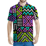 Neon Native Aztec Pattern Print Men's Polo Shirt