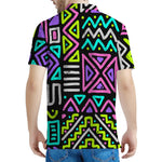 Neon Native Aztec Pattern Print Men's Polo Shirt