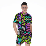 Neon Native Aztec Pattern Print Men's Rompers