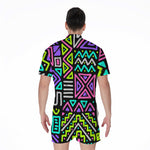 Neon Native Aztec Pattern Print Men's Rompers