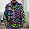 Neon Native Aztec Pattern Print Men's Shirt Jacket