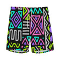 Neon Native Aztec Pattern Print Men's Athletic Shorts