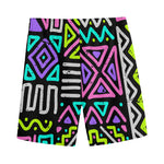 Neon Native Aztec Pattern Print Men's Sports Shorts