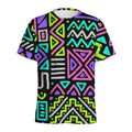 Neon Native Aztec Pattern Print Men's Athletic T-Shirt