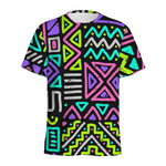 Neon Native Aztec Pattern Print Men's Sports T-Shirt