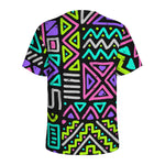 Neon Native Aztec Pattern Print Men's Sports T-Shirt
