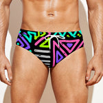 Neon Native Aztec Pattern Print Men's Swim Briefs