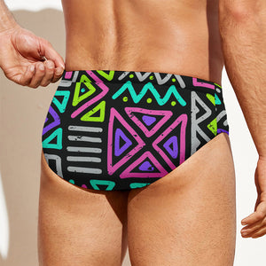 Neon Native Aztec Pattern Print Men's Swim Briefs