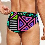 Neon Native Aztec Pattern Print Men's Swim Briefs