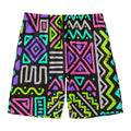 Neon Native Aztec Pattern Print Men's Swim Trunks
