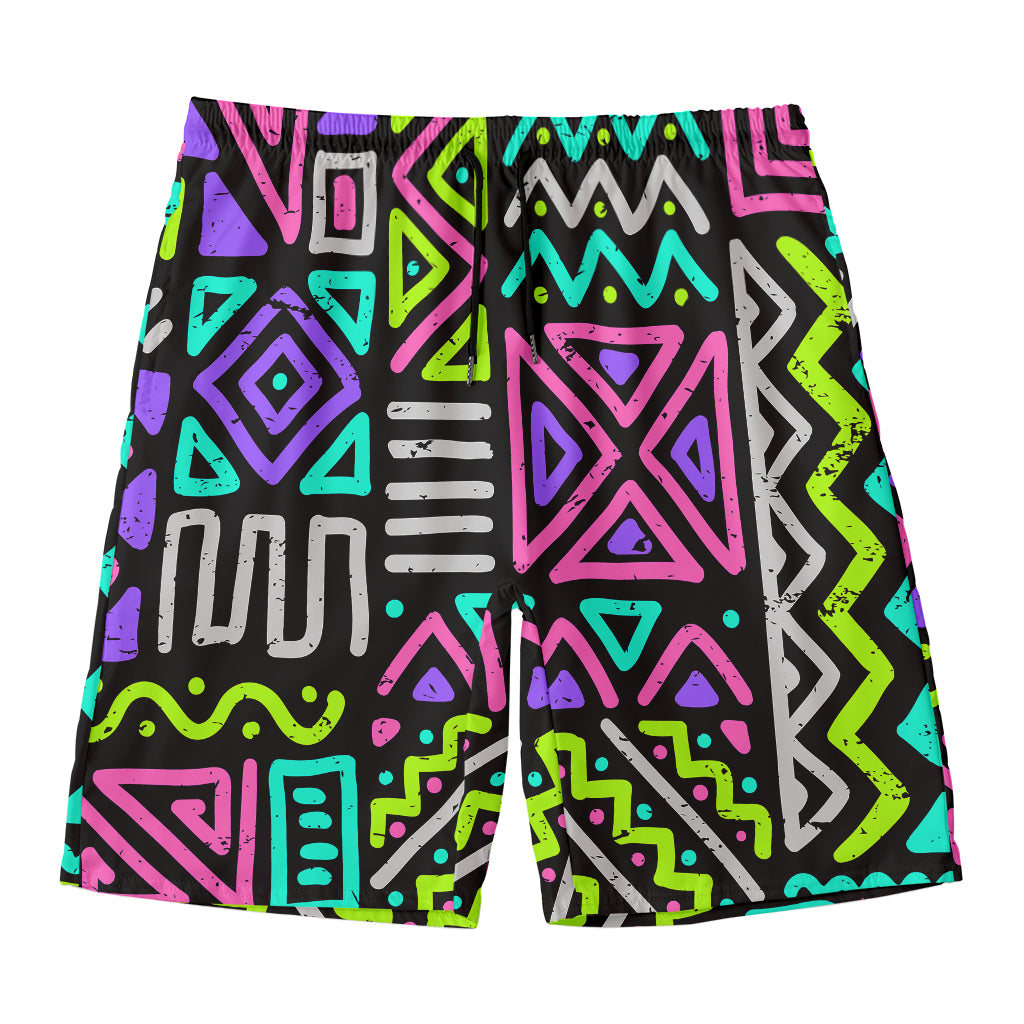 Neon Native Aztec Pattern Print Men's Swim Trunks