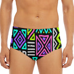 Neon Native Aztec Pattern Print Men's Triangle Swim Briefs
