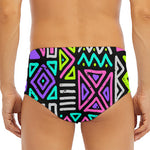 Neon Native Aztec Pattern Print Men's Triangle Swim Briefs