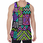Neon Native Aztec Pattern Print Men's Velvet Tank Top