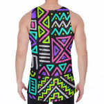 Neon Native Aztec Pattern Print Men's Velvet Tank Top