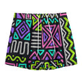 Neon Native Aztec Pattern Print Mesh Shorts