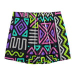 Neon Native Aztec Pattern Print Mesh Shorts
