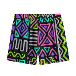 Neon Native Aztec Pattern Print Mesh Shorts