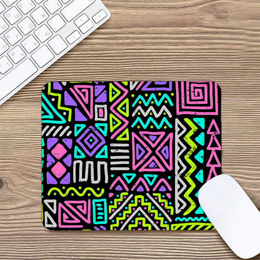 Neon Native Aztec Pattern Print Mouse Pad