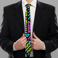 Neon Native Aztec Pattern Print Necktie