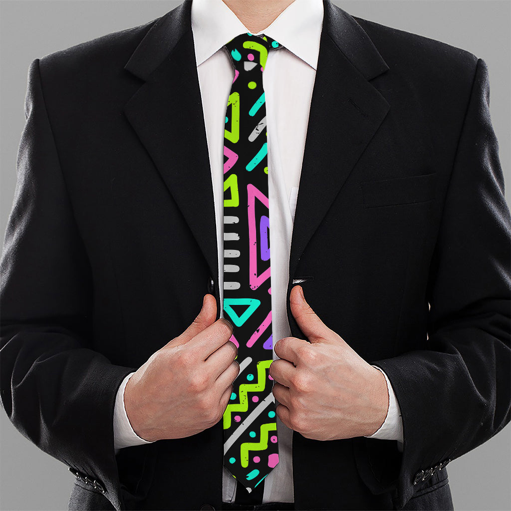 Neon Native Aztec Pattern Print Necktie