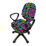 Neon Native Aztec Pattern Print Office Chair Cover