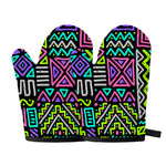 Neon Native Aztec Pattern Print Oven Mitts