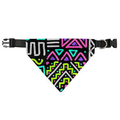 Neon Native Aztec Pattern Print Over The Collar Dog Bandana