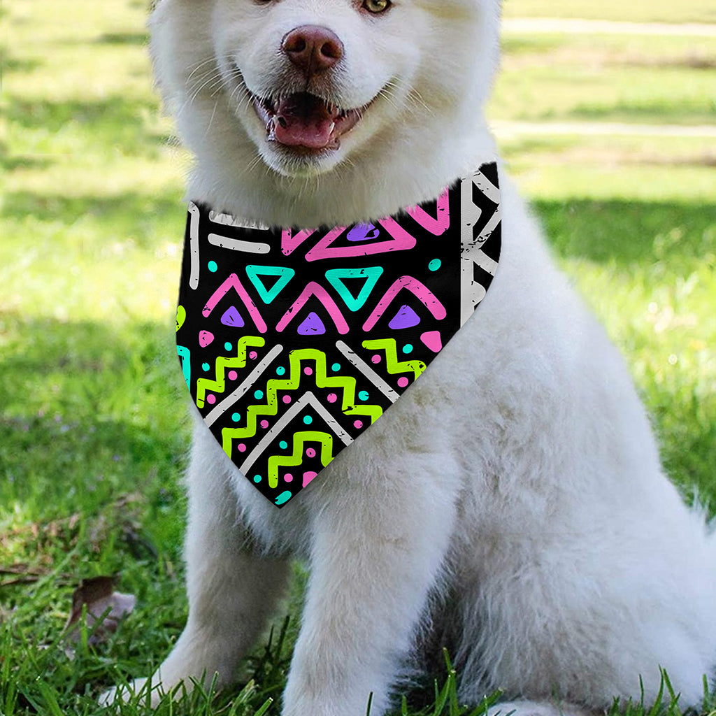 Neon Native Aztec Pattern Print Over The Collar Dog Bandana