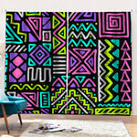 Neon Native Aztec Pattern Print Pencil Pleat Curtains