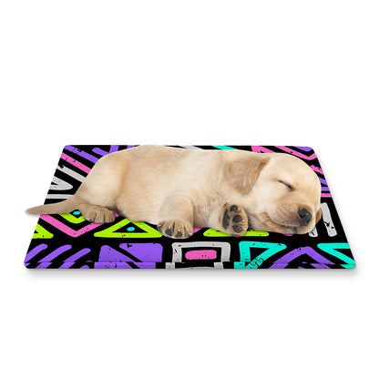 Neon Native Aztec Pattern Print Pet Cooling Mat Cover