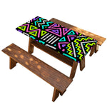 Neon Native Aztec Pattern Print Picnic Table Cover