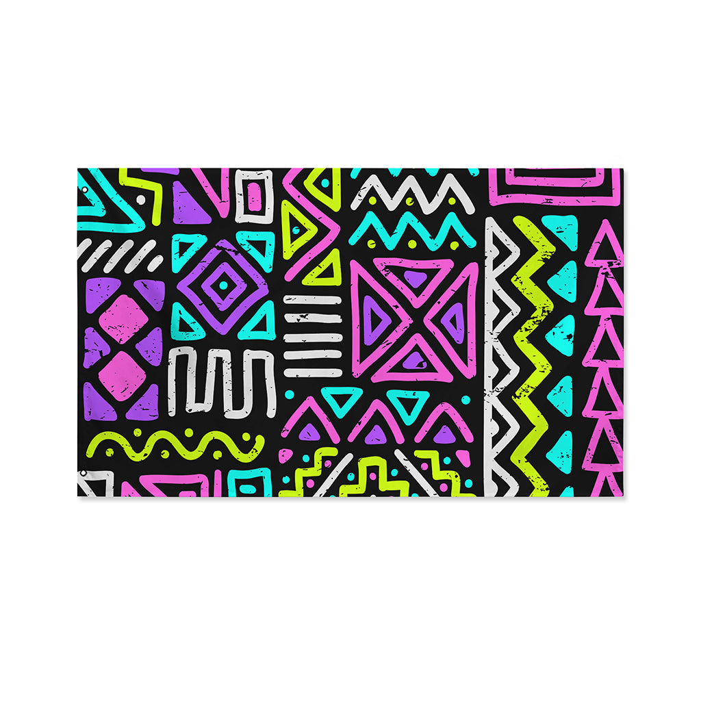 Neon Native Aztec Pattern Print Polyester Flag