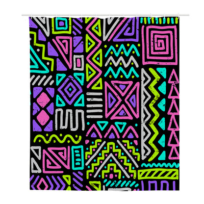 Neon Native Aztec Pattern Print Polyester Shower Curtain