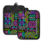 Neon Native Aztec Pattern Print Pot Holders With Pocket