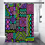 Neon Native Aztec Pattern Print Premium Shower Curtain