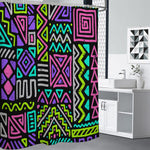 Neon Native Aztec Pattern Print Premium Shower Curtain